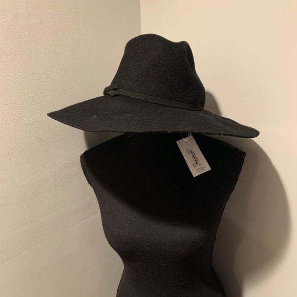Nordstrom Women's Wool Fedora Black One Size NWT - Picture 2 of 4